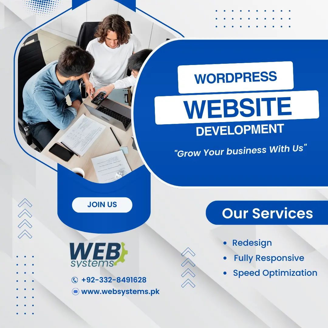 Team collaborating on WordPress website development at WEB Systems office